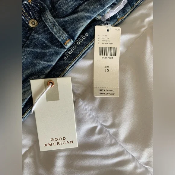 New Good American Good Curve Straight Sz 12 Jeans - Picture 5 of 7